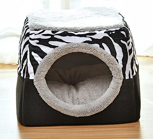 2-in-1 faltbares Katzenbett, weiches Haustierhaus, rutschfest, für kleine Hunde, Haustierhöhle, Katzenzelt, Iglu, Welpen, Haustierbett, Schlafbett mit waschbarem Kissen, 35 x 33 x 30 cm, Stil H von Wangle