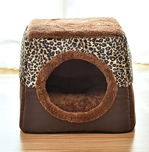 2-in-1 faltbares Katzenbett, weiches Haustierhaus, rutschfest, für kleine Hunde, Haustierhöhle, Katzenzelt, Iglu, Welpen, Haustierbett, Schlafbett mit waschbarem Kissen, 38 x 38 x 34 cm, Stil C von Wangle