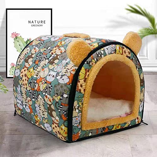 2-in-1 tragbares Hundesofa, waschbares Hundebett, gemütliches Iglu mit abnehmbarem Kissen, faltbar, rutschfest, warm, beruhigend, Größe S: 35 x 29 x 29 cm, Stil 2 von Wangle