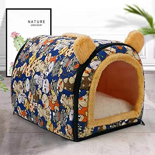 2-in-1 tragbares Hundesofa, waschbares Hundebett, gemütliches Iglu mit abnehmbarem Kissen, faltbar, rutschfest, warm, beruhigend, Größe S: 35 x 29 x 29 cm, Stil 3 von Wangle