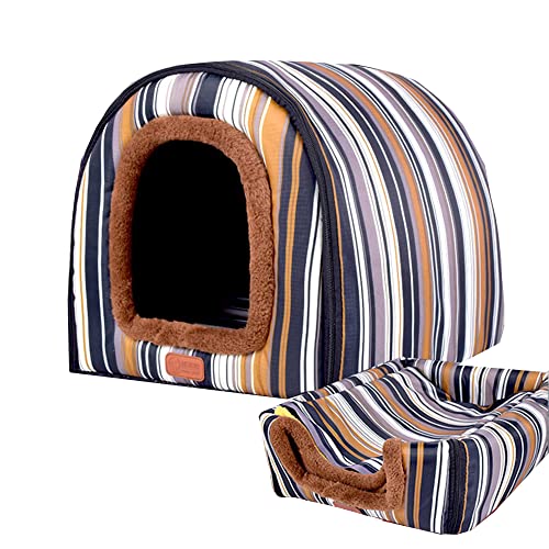 2-in-1 tragbares Iglu-Hundehaus, abnehmbares, waschbares Hundebett mit Dach, groß, warm, faltbar, rutschfest, gemütlich, Hundebett, Schlafnest, Stil B, L von Wangle