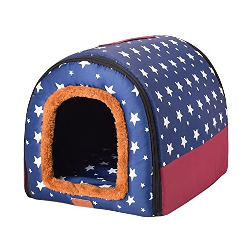 2-in-1 tragbares Iglu-Hundehaus, abnehmbares, waschbares Hundebett mit Dach, groß, warm, faltbar, rutschfest, gemütlich, Hundebett, Schlafnest, Stil D, M von Wangle