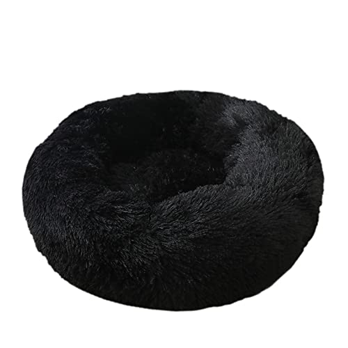 Extra großes Hundebett, rund, Donut, beruhigendes Hundebett, flauschiges Bett, waschbar, warm, Haustierbett, Schlafmatte für mittelgroße und große Hunde, rutschfest, 40 cm, schwarz von Wangle