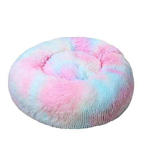 Extra großes Hundebett, rund, Donut-Bett, flauschig, waschbar, warm, Haustierbett, Schlafmatte, für mittelgroße und große Hunde, rutschfest, 40 cm, mehrfarbig von Wangle