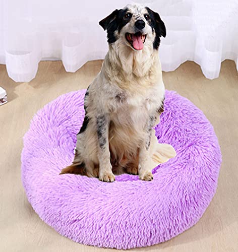 Hundebett, rundes Donut-Hundebett, großes Katzenbett, Haustierbett, Matte zum warmen Schlafen, flauschiges Haustierbett, geeignet für kleine, mittelgroße und große Haustiere, rutschfest, waschbar von Wangle