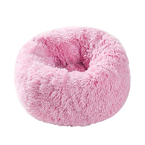 Hundebett in Donut-Form, extra große Hunde, flauschiges Plüsch, beruhigend, waschbar, rundes Kissen, Schlafsofa für große und mittelgroße Hunde, Pink, 80 cm von Wangle