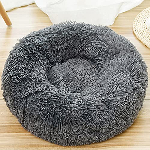 Hundebett in Donut-Form, extra große Hunde, flauschiges Plüsch, beruhigend, waschbar, rundes Kissen, Sofabett für große und mittelgroße Hunde, dunkelgrau, 100 cm von Wangle