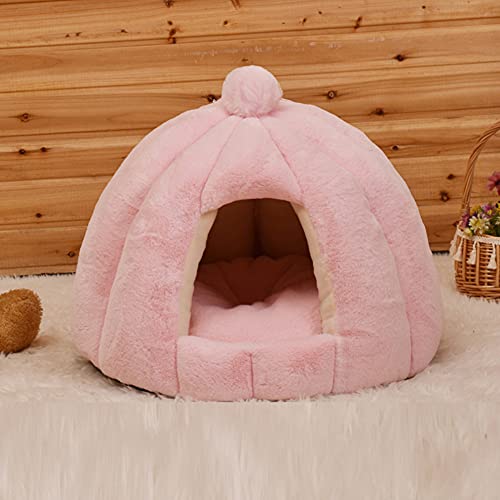 Iglu-Bett für Katzen mit waschbarem Kissen, 2-in-1, Haustierzelt, Höhle, Bett, Nest, Schlafsack, weiche Mikrofaser, Katzenhöhle, Haus für Kätzchen und kleine Hunde, 48 x 40 cm, Rosa von Wangle