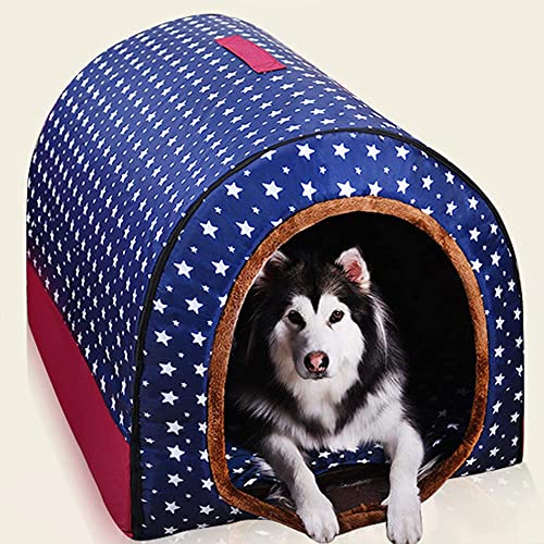 Jumbo-Hundebett mit Dach, warmes beheiztes Kissen, Iglu 2-in-1, tragbares Hundehaus, waschbar, bequem, beruhigendes Weidengeflecht, Größe S von Wangle