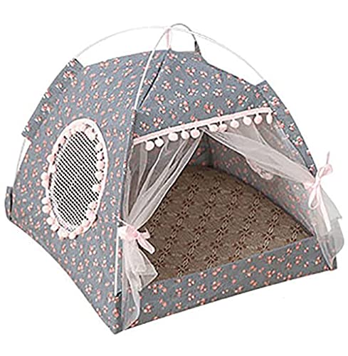 Katzenzelt Höhle Bett für kleine Hunde, Sommer tragbares Katzenbett Katzenzelt Katzenhaus Bequemes Bett mit Matte, Niedliche Haustierhöhle, Ultra Soft Cat Iglu-Bett, 48 x 48 x 46 cm, Typ 3 von Wangle