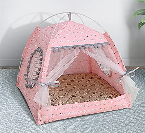 Katzenzelt Höhle Bett für kleine Hunde, Sommer tragbares Katzenbett Katzenzelt Katzenhaus Bequemes Bett mit Matte, Süße Haustierhöhle, Ultra Soft Cat Iglu-Bett, 58 x 58 x 56 cm, Typ 1 von Wangle