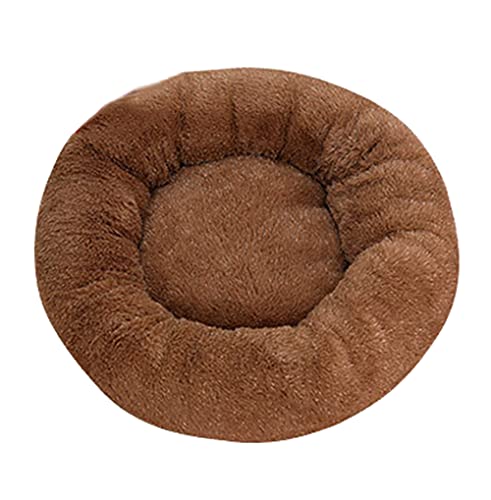 Plüsch-Hundebett, Donut-Haustierbett, warm, für große und mittelgroße Hunde, weiches rundes Haustiernest, rutschfeste Unterseite, maschinenwaschbar, braun, 120 cm von Wangle