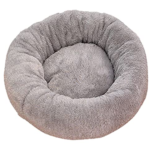 Plüsch-Hundebett, Donut-Haustierbett, warm, für große und mittelgroße Hunde, weiches rundes Haustiernest, rutschfeste Unterseite, maschinenwaschbar, grau, 100 cm von Wangle