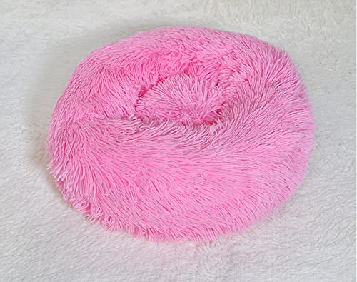 Rundes Plüsch-Hundebett, maschinenwaschbar, flauschig, beruhigendes Fell-Donut-Bett, weiches Schlafnest für große und extra große Hunde, rosa, 150 cm von Wangle