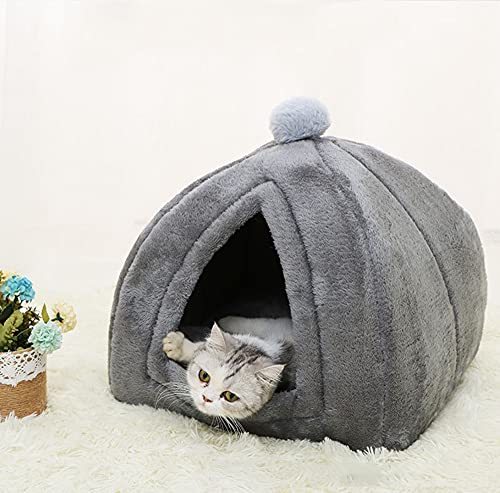 Rutschfestes Haustierbett, Iglu-Bett mit Kissen, faltbar, weiches Sofa, gemütliches Höhlenbett, warmes Haus, Zelt, Höhle für Innen, Katzen, kleine Hunde, Welpen, Haustiere von Wangle