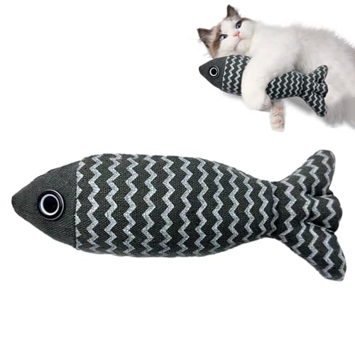 Wanheart Katzenspielzeug Fisch, 1 Stück Navy Katzenminze Spielzeug, Weiches Leinen, Indoor Cat Interactive Exercise Kick Toys 7,8 Zoll für alle Rassen von Katzen von Wanheart