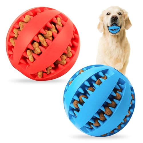 Wanheart Leckerli-Ball für Hunde, ungiftig, bissfest, Spielzeug für die Zahnreinigung von Haustieren, Spielzeugball für kleine, mittelgroße und große Hunde, Zahnreinigung, Kautraining, IQ-Training von Wanheart