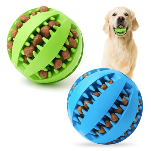 Wanheart Leckerli-Ball für Hunde, ungiftig, bissfest, Spielzeug für die Zahnreinigung von Haustieren, Spielzeugball für kleine, mittelgroße und große Hunde, Zahnreinigung, Kautraining, IQ-Training von Wanheart