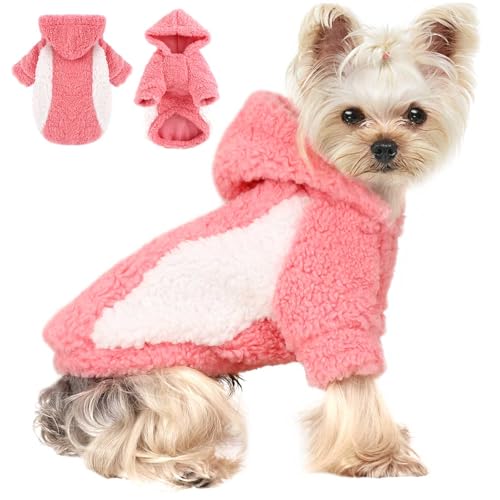 Hundepullover, warme Winterkleidung, Hunde-Kapuzenpullover, Fleecepullover, Haustierkostüm, Rosa, Größe M von Wansommy