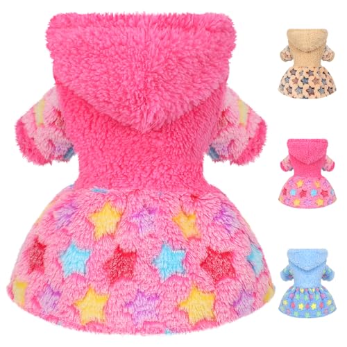 Hundepullover Kleid, warme Winterkleider (rosa Sterne, Größe S) von Wansommy