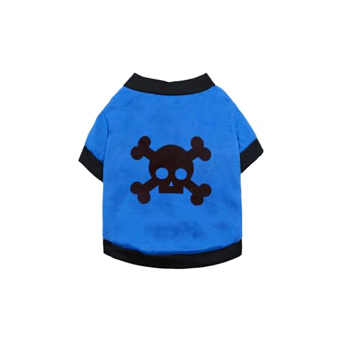 Wantee Hundekostüm, blau, Halloween, Urlaub, Totenkopf-Druck, Outfits, Farbblock, kühlender Haustierpullover für Hunde, shshwsh, Blau, Größe S von Wantee