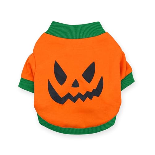 Wantee Hundekostüm, niedliches Halloween-Kostüm, Kürbiskopf, Haustier-Sweatshirt, weiche Wärme, Hundepullover, bequeme Baumwolle, Katzenpullover, AAA Orange01, Größe XS von Wantee