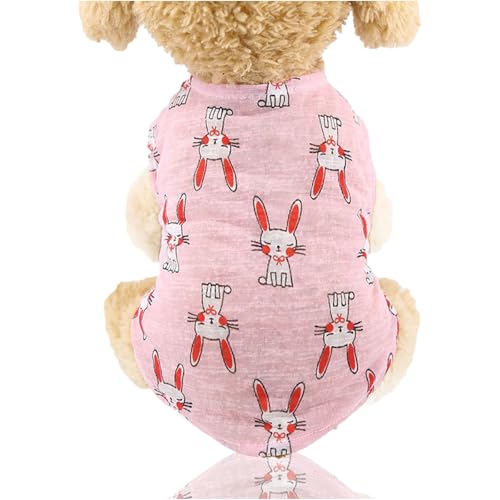 Wantee Hundeweste, Chihuahua-Shirt, niedlich, leicht, süßes rosa Kaninchen, bedruckt, Katze, Tank-Top, atmungsaktiv, Sommer-Pyjama, Größe XXL von Wantee