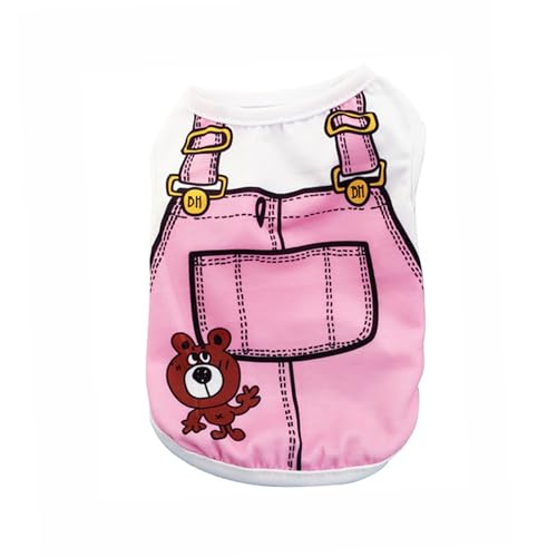 Wantee Kleine Hundekleidung, niedliche Weste für mittelgroße Hunde, Mädchen, weich, gemütlich, Puupy-Outfit, Haustier-Bär, rosa Overall, bedrucktes Tank-Top, Katze, hautfreundlicher Pullover, Größe S von Wantee