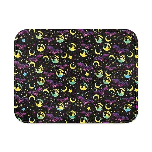 Wanyint Halloween Moon Star Print Casual Dog Cat Pet Feeding Mat Waterproof Pet Feed Pad Non-Slip Cat Dog Pet Placemats for Messy Drinke von Wanyint