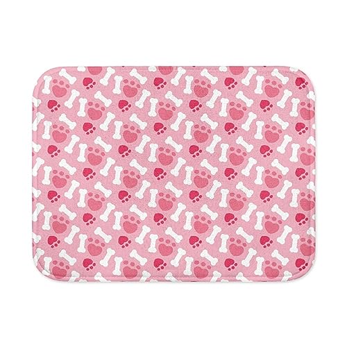 Wanyint Rosa Pfotenabdruck Saugfähige Hund Katze Haustier Fütterungsmatte Haustier Matte für Futter und Wassernapf 23,5 x 17,5 in Fleck/Öl/Staub beständig Hund Tischsets von Wanyint