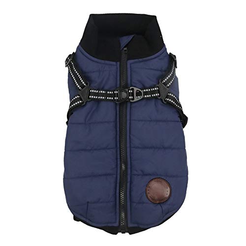 Hundemantel wasserdichte Jacke mit Harness Verdickung Warme Welpen Gepolsterte Puffer Weste Winddichte Hundekleidung für kleine mittelgroße Hunde von Wanyudz