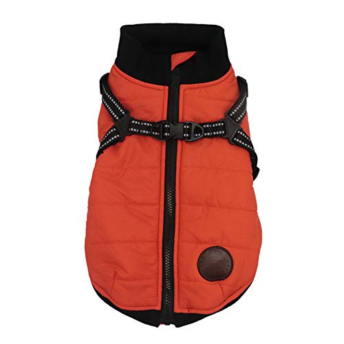 Hundemantel wasserdichte Jacke mit Harness Verdickung Warme Welpen Gepolsterte Puffer Weste Winddichte Hundekleidung für kleine mittelgroße Hunde von Wanyudz