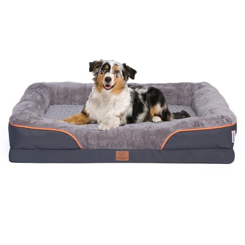 Warenhammer Orthopädisches Hundebett, Luxuriöses Plüsch-Sofa mit Abnehmbarem Bezug, Grau (L) 71 x 58 x 16 cm von Warenhammer