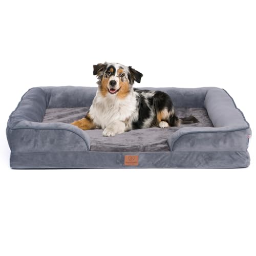 Warenhammer Orthopädisches Premium Hundebett mit Egg Foam, kleine Hunde - Hundesofa, Hundekissen, waschbar, flauschig, Bezug abnehmbar, waschbar, 71 x 60 x 16 cm, dunkelgrau von Warenhammer