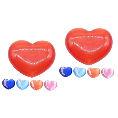 Warmhm 10 STK Pfirsich Herz Opal Chakra Heilsteine Aquariumstein Liebe Herzheilungskristalle Herz Liebessteine ​​mischen Daumenstein Cat-Eye-kristall Schmuck Naturstein Nackter Stein von Warmhm