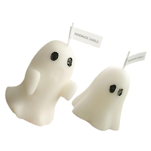 Warmhm 2st Geisterkerzendekoration Gothic-Kerzen Duftkerze Spukhaus-Requisiten Geister-miniaturfiguren Geisterornament Geisterpuppe Votivkerzen Soja-wachs Geschenkartikel Weiß Halloween von Warmhm