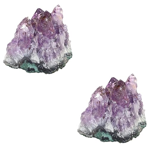 Warmhm 2st Kristalldekor Lila Quarz Geode Amythestyst Dekoration Natürlicher Wicca-Stein Unregelmäßiger Kristall Ausgleichende Kristalle Felsen Cluster Geoden Meditation Mineral Amethyst von Warmhm