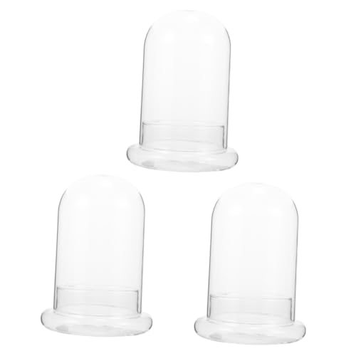 Warmhm 3 Stück Landschaftsflasche Glasbehälter Moospflanze Flasche Transparente Flasche Glocke Kuppel Glasglocke Glocke Schreibtisch Terrarium Klares Display Glockenglas von Warmhm