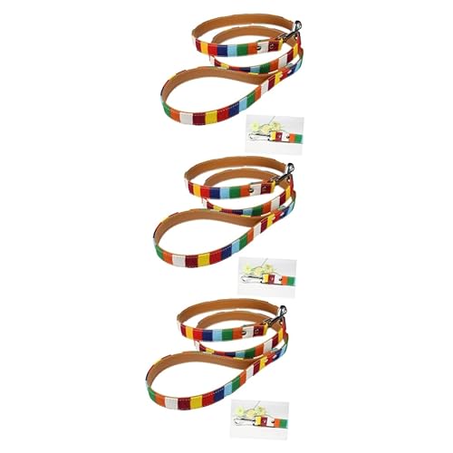 Warmhm 3St Trainingsleine für Haustiere Hundeleinen aus Leder Welpenhalsband Leine für Welpen Leinenleine leintuch Canvas Trainingsleine für Hunde Regenbogenleine Hündchen Haustierzubehör von Warmhm