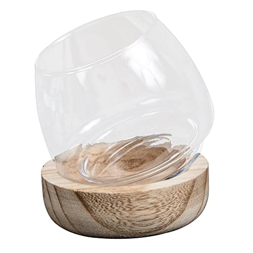 Warmhm Holz Basis Aquarium Terrarienset Aquarium sauber Hydrokultur-Vase gefälschtes Aquarium schlafzimmerdeko Living Room Decoration Schaukasten aus Stein Blumentopf aus Glas hölzern von Warmhm