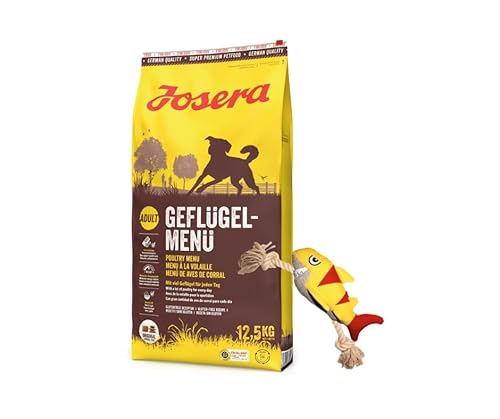 Josera Exclusive Trockenfutter für Hunde | Hundefutter | 12,5 KG + Goodie Hundespielzeug | Gratis Geschenk (12,5 KG Geflügelmenü, + Hai) von Warnick´s Tierfutterservice