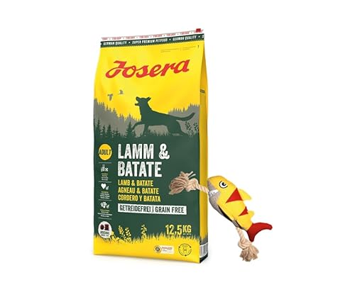 Josera Exclusive Trockenfutter für Hunde | Hundefutter | 12,5 KG + Goodie Hundespielzeug | Gratis Geschenk (12,5 KG Lamm&Batate, + Hai) von Warnick´s Tierfutterservice