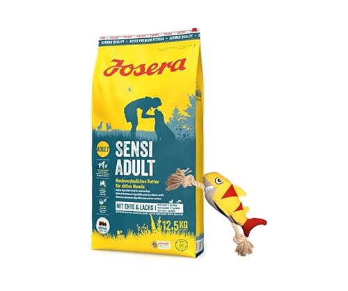 Josera Exclusive Trockenfutter für Hunde | Hundefutter | 12,5 KG + Goodie Hundespielzeug | Gratis Geschenk (12,5 KG SensiAdullt, + Hai) von Warnick´s Tierfutterservice