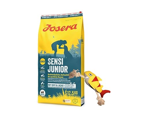 Josera Exclusive Trockenfutter für Hunde | Hundefutter | 12,5 KG + Goodie Hundespielzeug | Gratis Geschenk (12,5 KG SensiJunior, + Hai) von Warnick´s Tierfutterservice