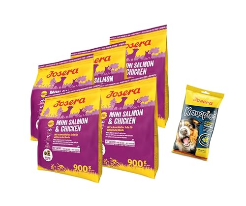 Josera | Mini Salmon & Chicken 5 x 900g + Knuspies 150g | Hundefutter & Hundesnack von Warnick´s Tierfutterservice