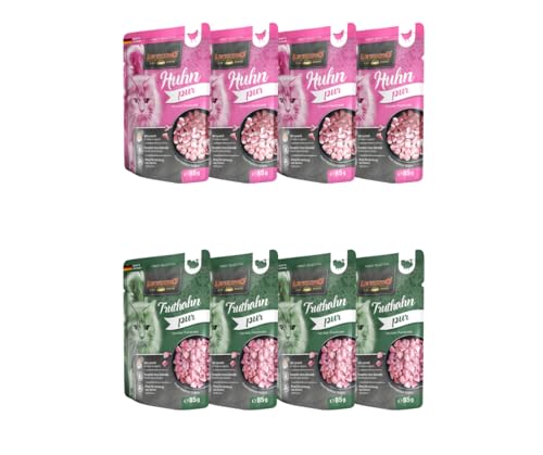 Leonardo Frischebeutel 8x85g | Katzenfutter | Nassfutter | Multi Bundle | Sparpaket | Pouch | Verschiedene Sorten (85g, 4X Huhn pur, 4X Truthahn pur) von Warnick´s Tierfutterservice