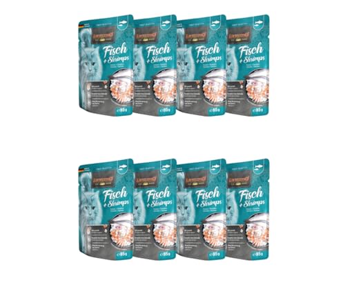 Leonardo Frischebeutel 8x85g | Katzenfutter | Nassfutter | Multi Bundle | Sparpaket | Pouch | Verschiedene Sorten (85g, 8X Fisch+Shrimps) von Warnick´s Tierfutterservice