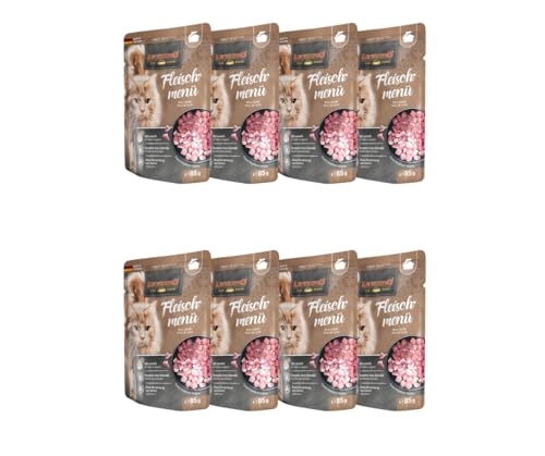 Leonardo Frischebeutel 8x85g | Katzenfutter | Nassfutter | Multi Bundle | Sparpaket | Pouch | verschiedene Sorten (85g, 8X Fleischmenü) von Warnick´s Tierfutterservice