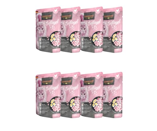 Leonardo Frischebeutel 8x85g | Katzenfutter | Nassfutter | Multi Bundle | Sparpaket | Pouch | Verschiedene Sorten (85g, 8X Geflügel+Ei) von Warnick´s Tierfutterservice