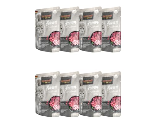 Leonardo Frischebeutel 8x85g | Katzenfutter | Nassfutter | Multi Bundle | Sparpaket | Pouch | verschiedene Sorten (85g, 8X Lamm+Cranberries) von Warnick´s Tierfutterservice